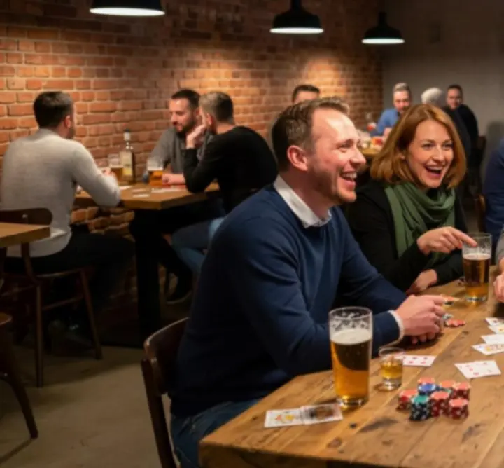 Grupa znajomych podczas wieczoru pokerowego w OURO GROUP