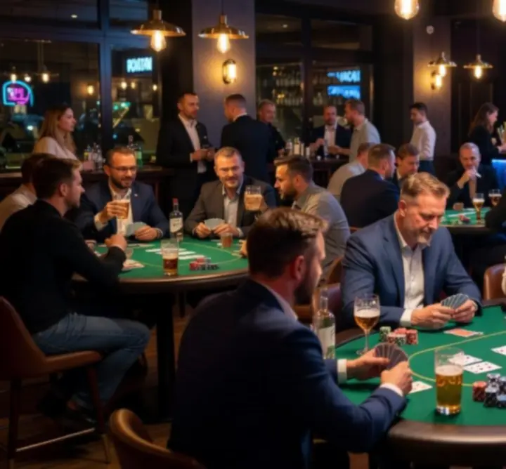 Stół pokerowy w nowoczesnym barze OURO GROUP