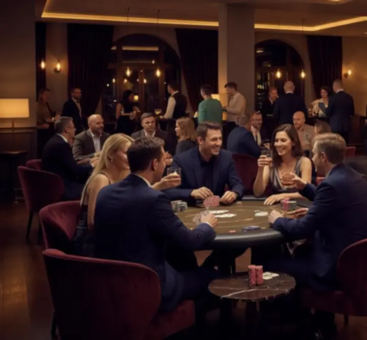 Nowoczesny bar OURO GROUP podczas wieczoru pokerowego