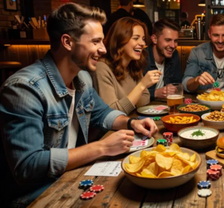 Talerze z przekąskami pokerowymi do dzielenia przy stole