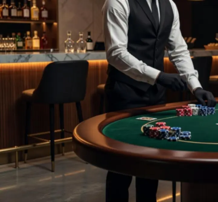 Profesjonalny stół pokerowy w barze OURO GROUP